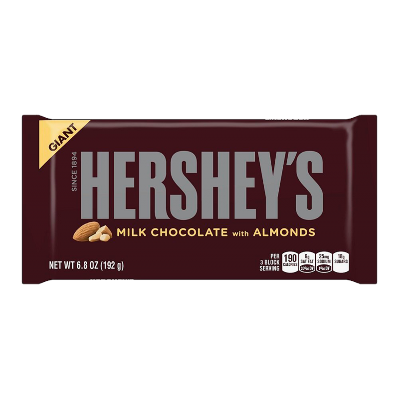 Hershey's Milk Chocolate Whole almond Giant bar 198g | The ...